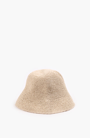 a crochet paper sun hat in ivory colour from Karakoram Accessories